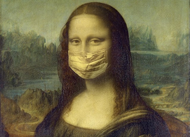 Mona Lisa mit medizinischer Gesichtsmaske